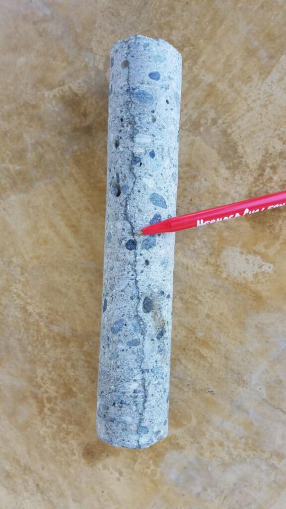 Concrete core samples testing for lift safety